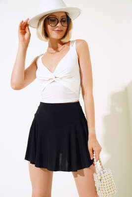 Sandy Şort Etek Siyah - Thumbnail