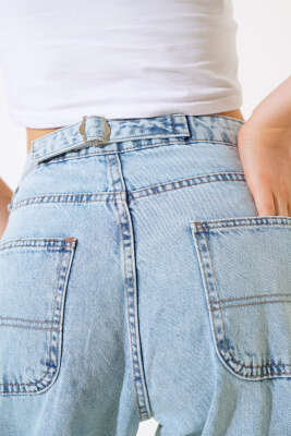 Boyfriend Salaş Kot Pantolon Buz Mavisi - Thumbnail