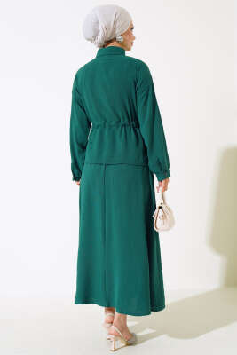 Yakası Boncuklu Ayrobin Etekli İkili Takım Zümrüt - Thumbnail