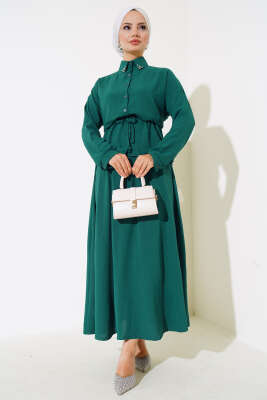 Yakası Boncuklu Ayrobin Etekli İkili Takım Zümrüt - Thumbnail