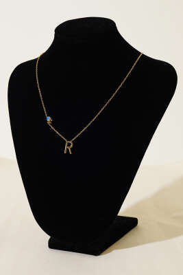 Nazar Boncuklu Harf Kolye R - Thumbnail