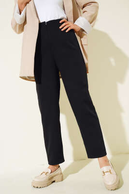 Dikişli Kumaş Pantolon Siyah - Thumbnail