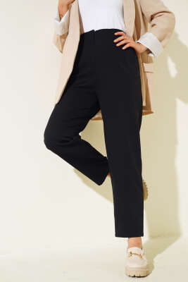 Dikişli Kumaş Pantolon Siyah - Thumbnail