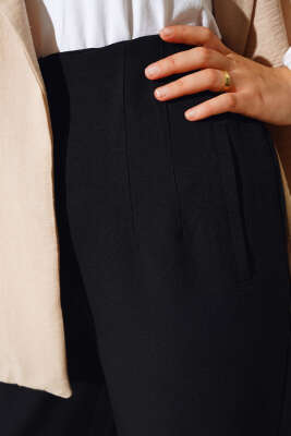 Dikişli Kumaş Pantolon Siyah - Thumbnail