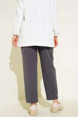 Dikişli Kumaş Pantolon Füme - Thumbnail