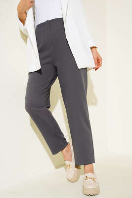 Dikişli Kumaş Pantolon Füme - Thumbnail