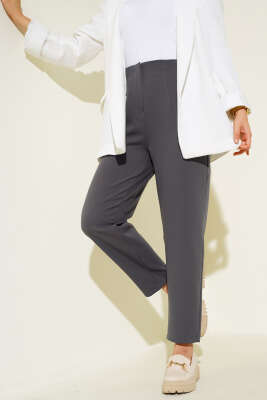 Dikişli Kumaş Pantolon Füme - Thumbnail