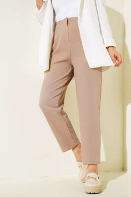 Dikişli Kumaş Pantolon Vizon - Thumbnail