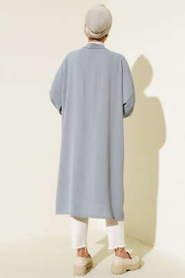 Kolları Bağcıklı Ayrobin Hırka Gri - Thumbnail