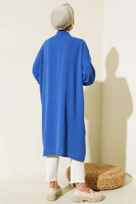 Kolları Bağcıklı Ayrobin Hırka İndigo - Thumbnail