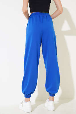 İki İp Paça Lastikli Jogger Pantolon Saks - Thumbnail