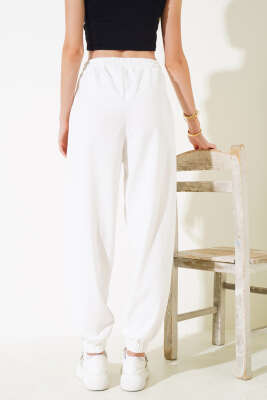 İki İp Paça Lastikli Jogger Pantolon Ekru - Thumbnail