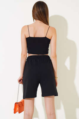 İki İp Şort Siyah - Thumbnail