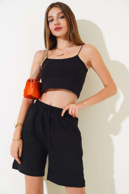 İki İp Şort Siyah - Thumbnail