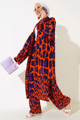 Pazarium - Salaş Kimono Takım Mor Oranj