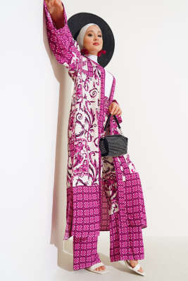 Pazarium - Salaş Kimono Takım Fuşya