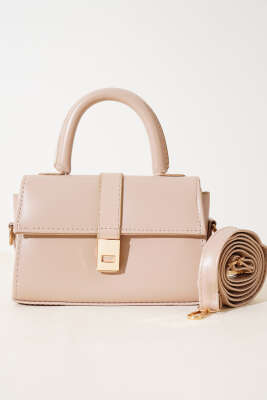 Mıknatıslı El Çantası Bej - Thumbnail