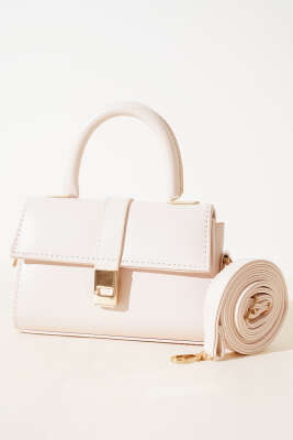 Pazarium - Mıknatıslı El Çantası Krem