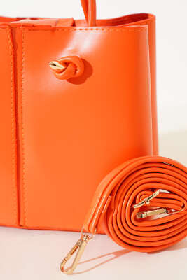 Dikiş Detaylı Kadın El Çantası Oranj - Thumbnail