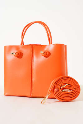 Dikiş Detaylı Kadın El Çantası Oranj - Thumbnail