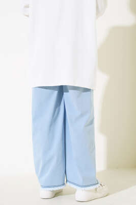 Kuşaklı Paça Püsküllü Kot Pantolon Kot Mavisi - Thumbnail