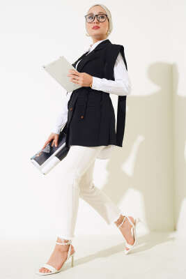 Beli İpli Yelek Siyah - Thumbnail