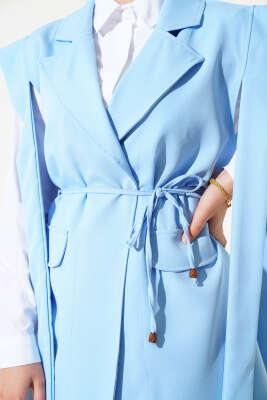 Beli İpli Yelek Mavi - Thumbnail