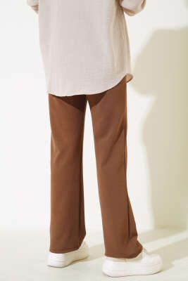 Cırtcırtlı Tek Pile Pantolon Kestane - Thumbnail