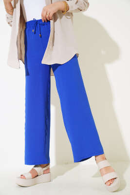 Ayrobin Bel Lastikli Pantolon Saks - Thumbnail