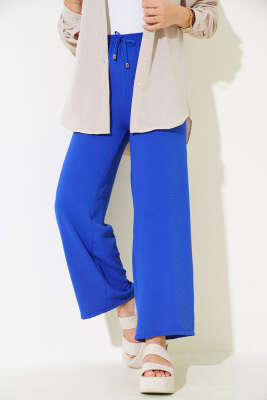 Ayrobin Bel Lastikli Pantolon Saks - Thumbnail