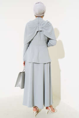 Krep Etekli İkili Takım Gri - Thumbnail