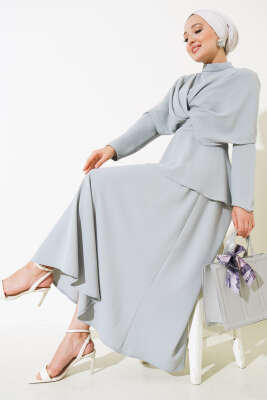 Krep Etekli İkili Takım Gri - Thumbnail