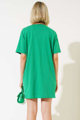 Uzun T-Shirt Yeşil - Thumbnail