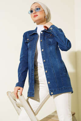 Metal Düğmeli Kot Ceket Kot - Thumbnail