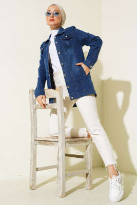 Metal Düğmeli Kot Ceket Kot - Thumbnail