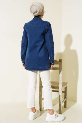 Metal Düğmeli Kot Ceket Kot - Thumbnail