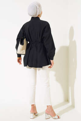 Kalp Tokalı Gömlek Siyah - Thumbnail