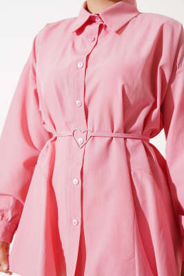 Kalp Tokalı Gömlek Pudra - Thumbnail