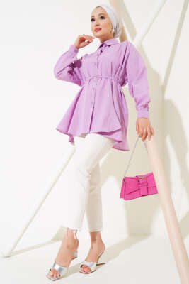 Kalp Tokalı Gömlek Lila - Thumbnail