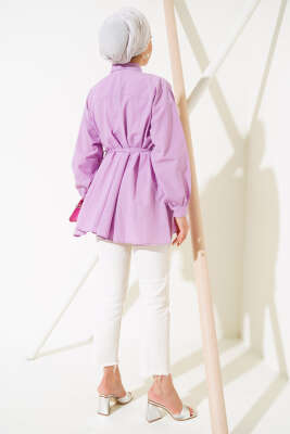 Kalp Tokalı Gömlek Lila - Thumbnail