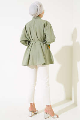 Kalp Tokalı Gömlek Çağla Yeşili - Thumbnail