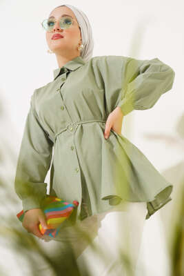 Kalp Tokalı Gömlek Çağla Yeşili - Thumbnail