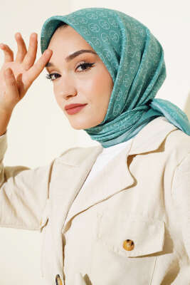 Pazarium - MK Desen Soft Eşarp Mint Yeşili