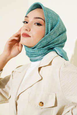 MK Desen Soft Eşarp Mint Yeşili - Thumbnail