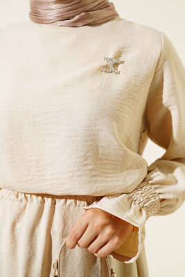 Bilekleri Lastikli Etekli İkili Takım Taş - Thumbnail