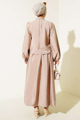 Balon Kol Etekli İkili Takım Bej - Thumbnail