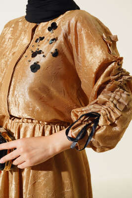 Kol Büzgülü İkili Takım Camel - Thumbnail