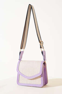 Hasır Kare Kol Çantası Lila - Thumbnail