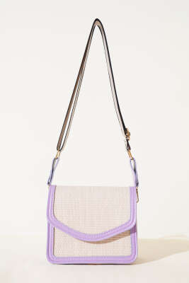Hasır Kare Kol Çantası Lila - Thumbnail