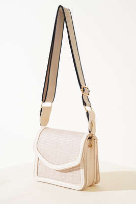 Hasır Kare Kol Çantası Krem - Thumbnail